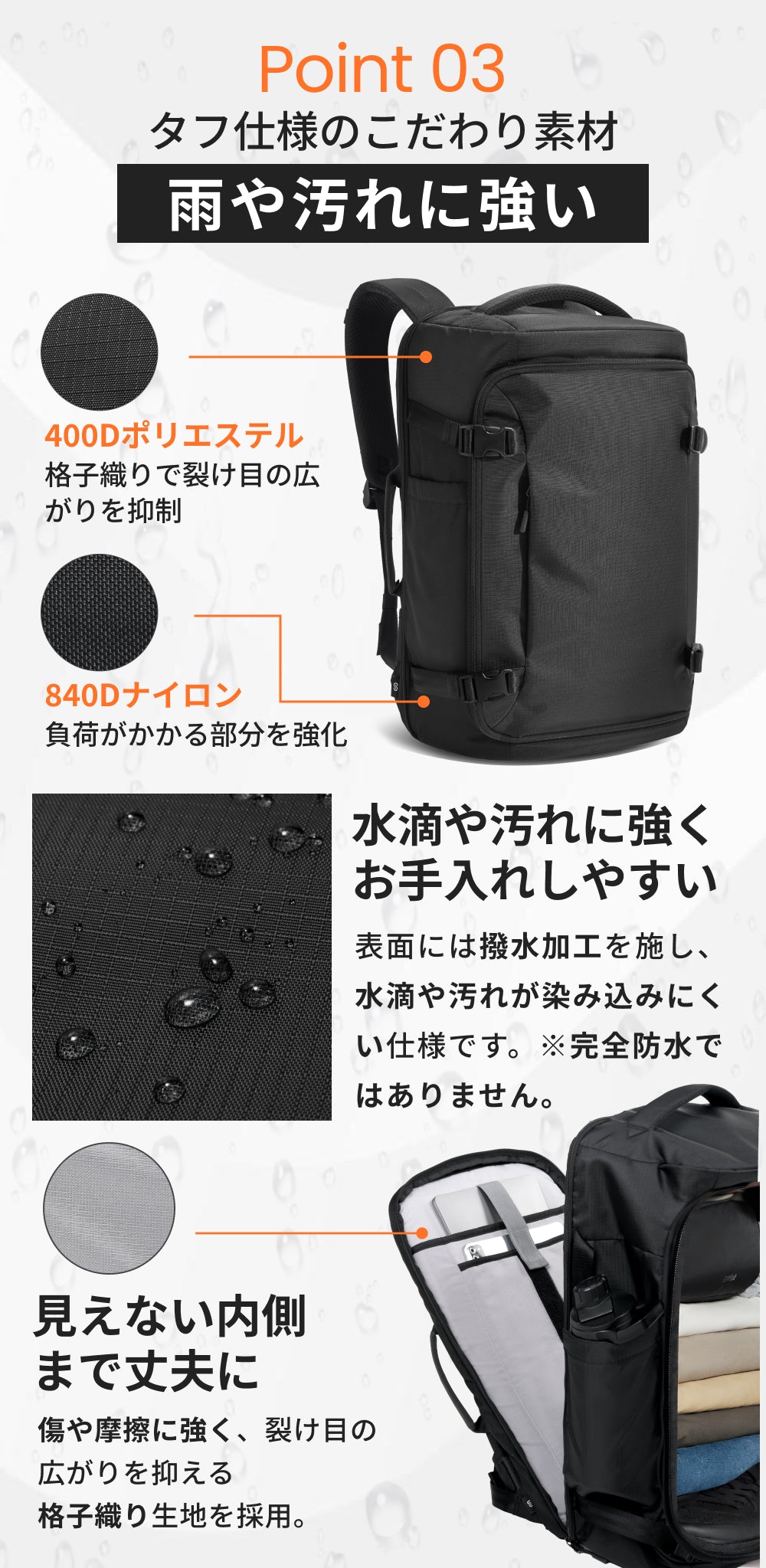 旅行 リュック 大容量 40L 機内持ち込み ビジネス バックパック【8月新発売!SA80PRO】 リュック 40L 旅行 出張 トラベル 防災 防犯バッグ ビジネス 大容量 2泊3日 A4 17インチ 防水 撥水 大きめ 4way スキミング防止 ノートPC リュックサック YKKファスナー 丈夫 バックパック 収納 通勤 メンズ レディース 1年保証