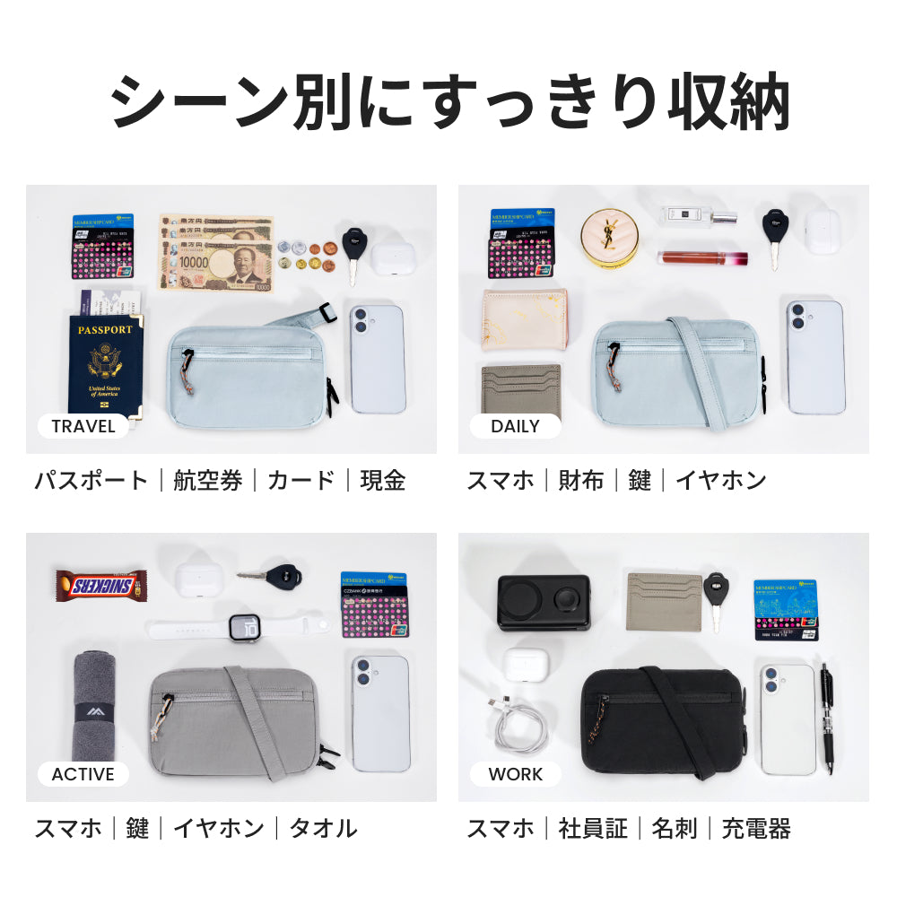 ★新発売★セキュリティポーチ 防犯 RFID スキミング防止 ショルダーバッグ 3層収納 パスポートケース 貴重品ポーチ トラベルウォレット 財布 貴重品 耐切創 スリ対策 YKKファスナー 旅行グッズ トラベル 海外旅行