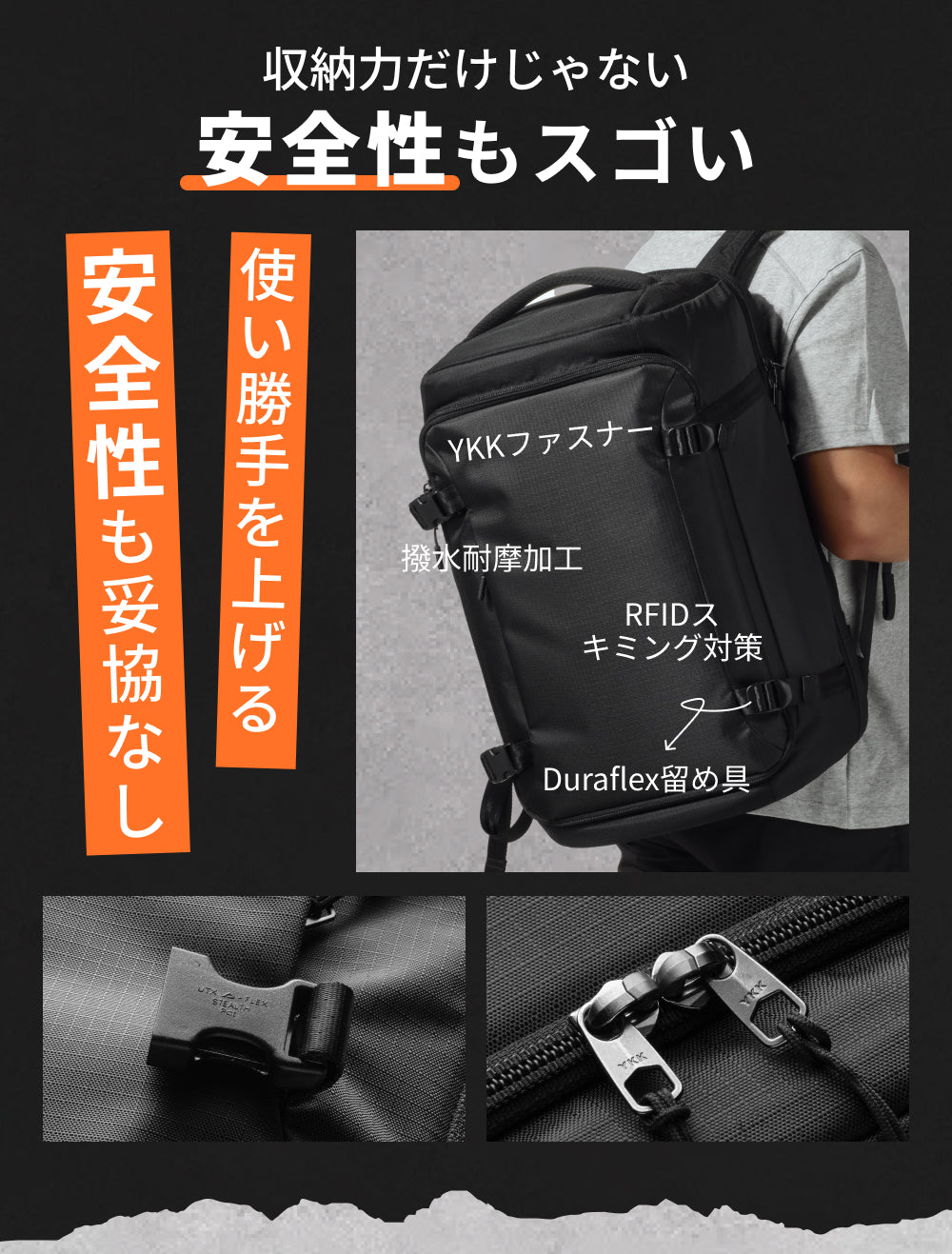 旅行 リュック 大容量 40L 機内持ち込み ビジネス バックパック【8月新発売!SA80PRO】 リュック 40L 旅行 出張 トラベル 防災 防犯バッグ ビジネス 大容量 2泊3日 A4 17インチ 防水 撥水 大きめ 4way スキミング防止 ノートPC リュックサック YKKファスナー 丈夫 バックパック 収納 通勤 メンズ レディース 1年保証