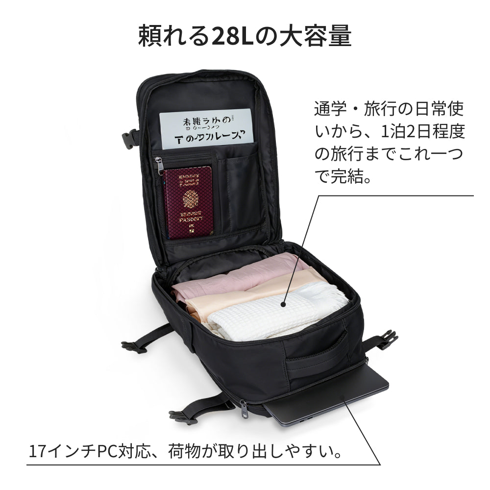 【SAMFOLK】トラベルリュック レディース 20L|撥水 軽量 機内持ち込み 1泊2日 2泊3日 17インチPC対応 大容量 防水 おしゃれ 通勤 通学 修学旅行