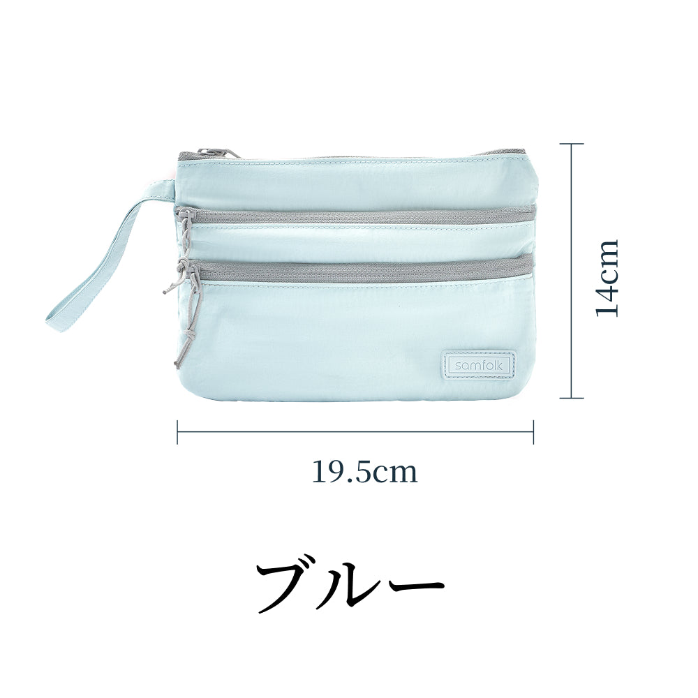 【SAMFOLK】コインケース 小銭入れ レディース｜カードケース ミニ財布 L字ファスナー ナイロン キーホルダー付 薄型 軽量 母の日 プレゼント