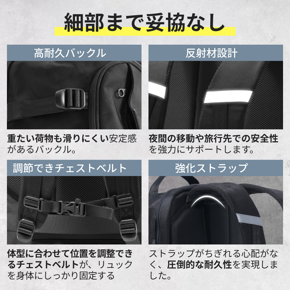 【SAMFOLK】トラベルリュック 40L｜3way 防水 軽量 大容量 機内持ち込み対応 A4・17インチPC ビジネス・旅行バックパック 男女兼用