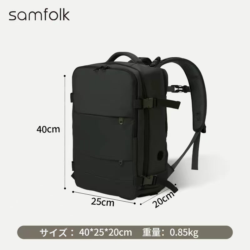 【SAMFOLK】トラベルリュック レディース 20L｜撥水 軽量 機内持ち込み 1泊2日 2泊3日 17インチPC対応 大容量 防水 おしゃれ 通勤 通学 修学旅行