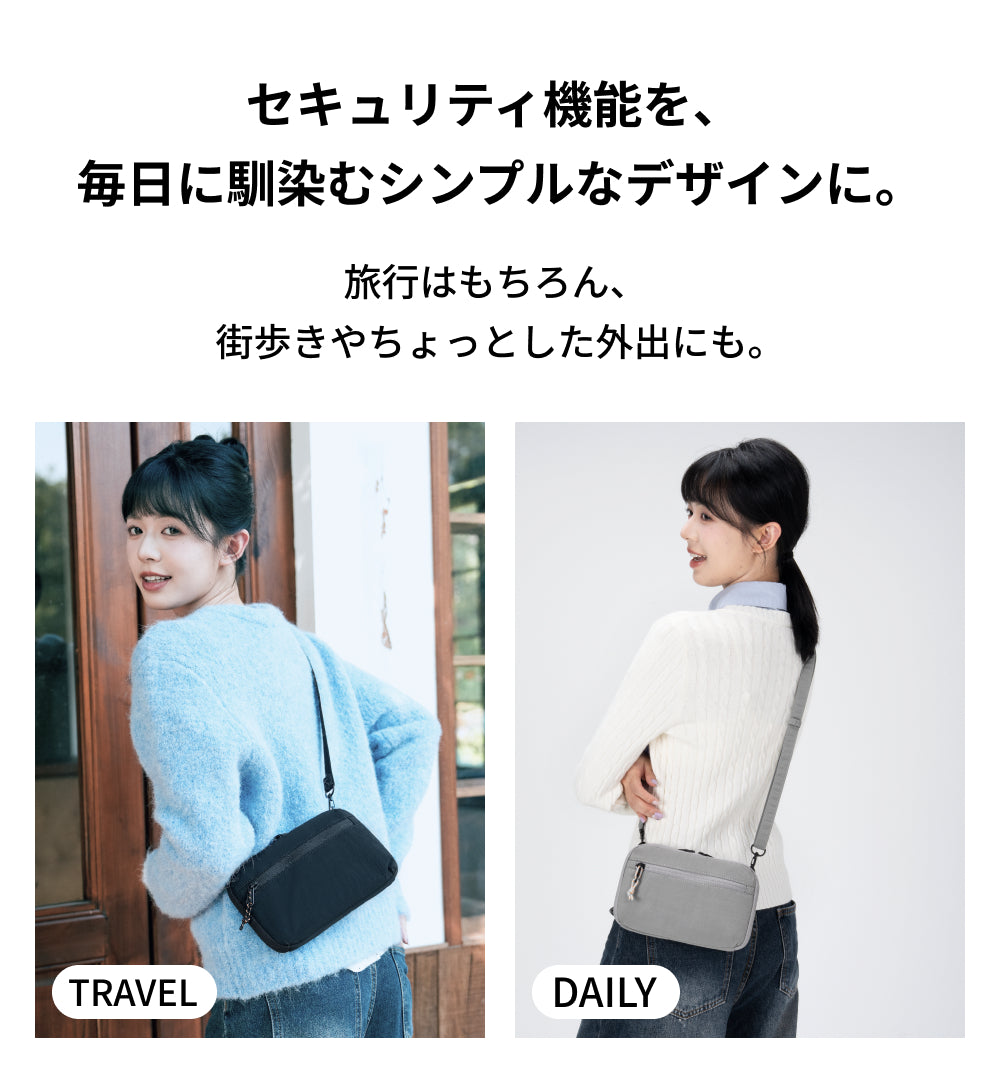 ★新発売★セキュリティポーチ 防犯 RFID スキミング防止 ショルダーバッグ 3層収納 パスポートケース 貴重品ポーチ トラベルウォレット 財布 貴重品 耐切創 スリ対策 YKKファスナー 旅行グッズ トラベル 海外旅行