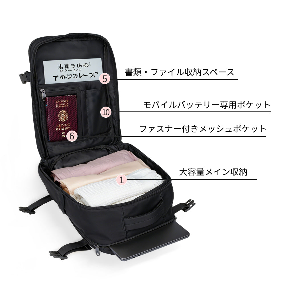 【SAMFOLK】トラベルリュック レディース 20L｜撥水 軽量 機内持ち込み 1泊2日 2泊3日 17インチPC対応 大容量 防水 おしゃれ 通勤 通学 修学旅行