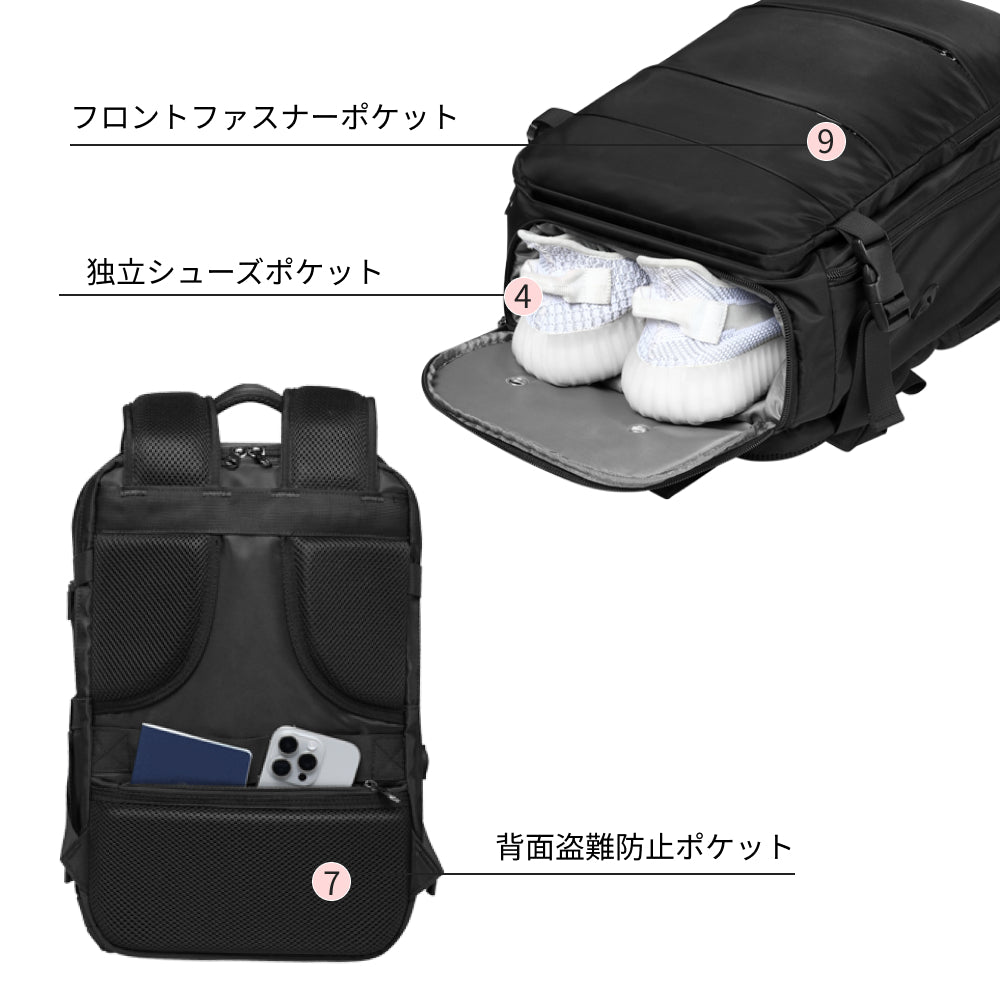 【SAMFOLK】トラベルリュック レディース 20L｜撥水 軽量 機内持ち込み 1泊2日 2泊3日 17インチPC対応 大容量 防水 おしゃれ 通勤 通学 修学旅行